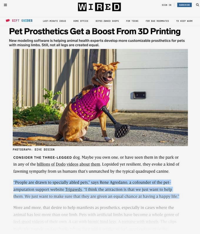 3D pet prosthetics article
