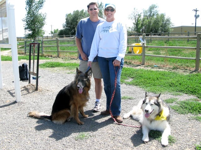 Tika and Her Pack at Longmont Tripawds Party